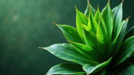 Obraz premium Vibrant Green Plant Leaves Close-Up, Showing Intricate Details and Natural Textures in a Lush, Dark Green Background