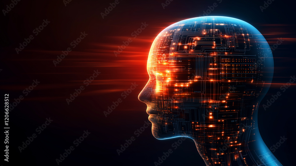 Poster Artificial intelligence processing data in electronic circuit head