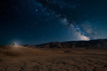beautiful landscape wallpaper Starry night over a desert landscape, with the Milky Way stretching across the sky and a lone cactus in the foreground.