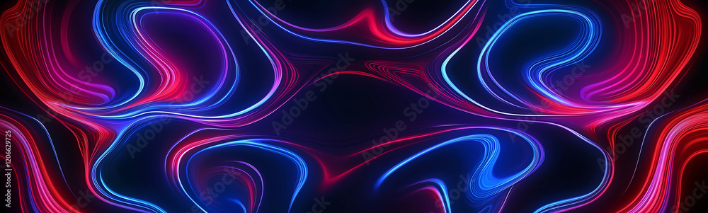 Poster Neon wavy lines creating a colorful abstract background
