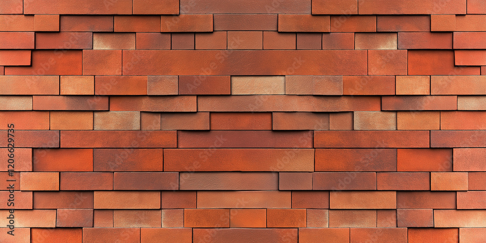 Poster Modern brick wall texture creating a dynamic and rhythmic pattern