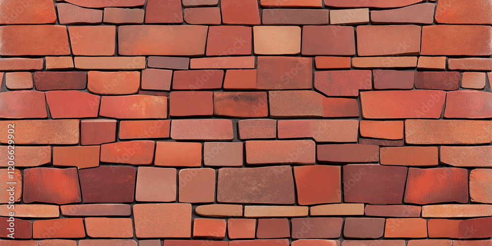 Poster Seamless texture of decorative facing brick wall forming intricate pattern