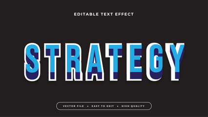 strategy editable text effect with blue white black bold gradient style