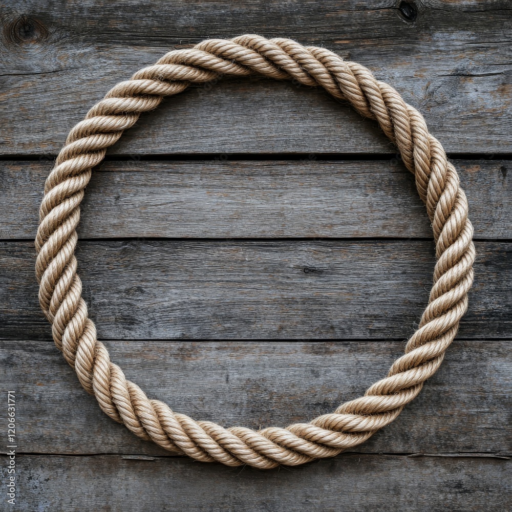 Poster rope circle frame on rustic wood. (1)