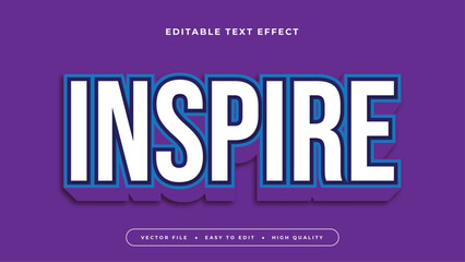 Obraz premium inspire editable text effect with blue white purple bold gradient style