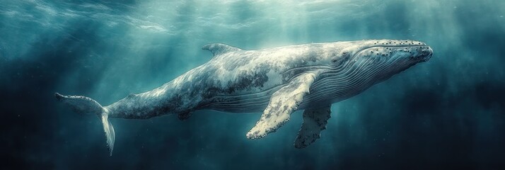 Fototapeta premium Majestic Humpback Whale Underwater