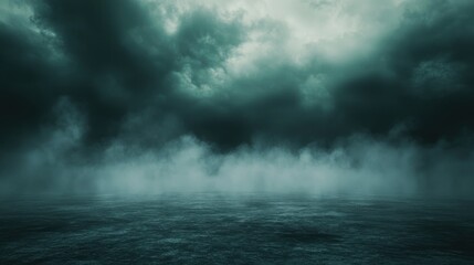Obraz premium Dark and Mysterious Seascape: A Moody Ocean Under a Stormy Sky