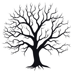 Obraz premium Oak tree silhouette illustration black vector