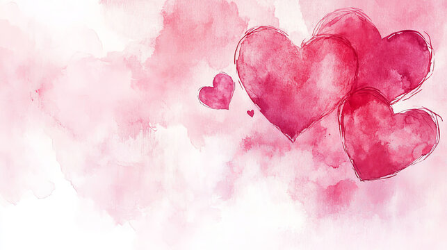 A soft pink watercolor background with heart designs leaves space for a personalized message, ideal for Valentine's Day cards, invitations, or romantic branding with a gentle, loving touch.