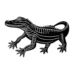 Obraz premium Simple alligator outline icon linear illustration stencil graphic vector
