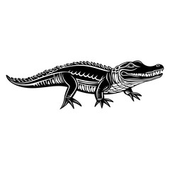 Fototapeta premium Simple alligator outline icon linear illustration stencil graphic vector