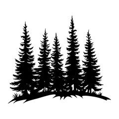 Obraz premium Simple forest linear art illustration silhouette vector
