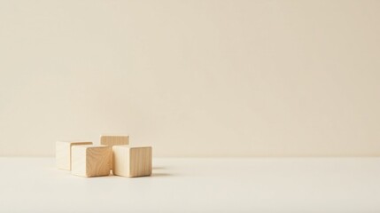 Simple Wooden Cubes on a Neutral Background, Ideal for Minimalist Product Displays or Conceptual Art Projects