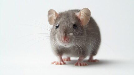 Adorable Grey Rat Portrait: Close-Up Studio Shot of a Cute Pet Rat