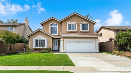 Suburban Home with Lush Green Lawn