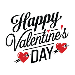 A Simple Happy Valentine's Day Typography Vector Design.