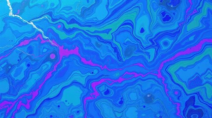 Fototapeta premium acrylic painting on a canvas portraying marble. Cool color scheme with blues, greens, and purples with both glossy and matte textures and visible brushstrokes