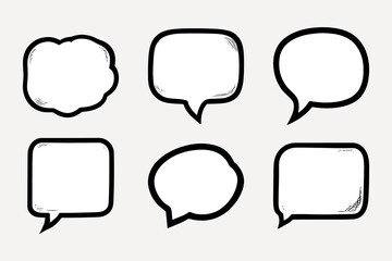 Doodle speech bubble illustration set vector