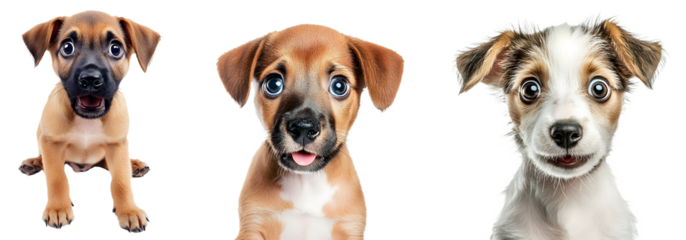 Adorable Puppy Portraits - Cute Dog Images for Pet Lovers and Animal Themes isolated on a transparent PNG background, white background, cut out