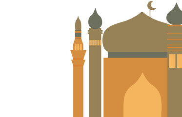 Illustration of mosque, edi mubarak, Ramadan kareem