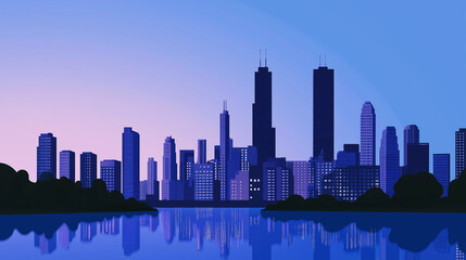 Futuristic Digital Cityscape with Abstract Geometric Elements and Technological Connections