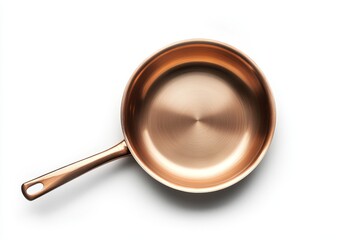 Copper frying pan isolated on white.