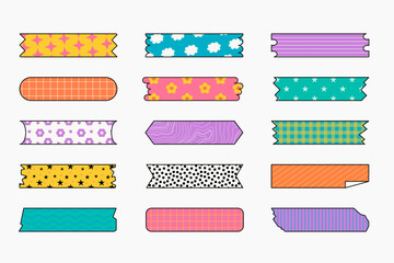 Set of Colorful Tapes. Abstract Pattern Tapes