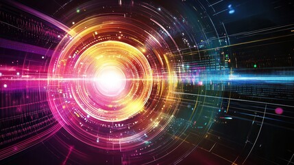 Fototapeta premium Abstract Digital Art with Glowing Circles and Lines