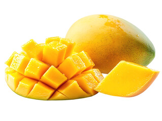 Fresh mango slice isolated on a transparent background