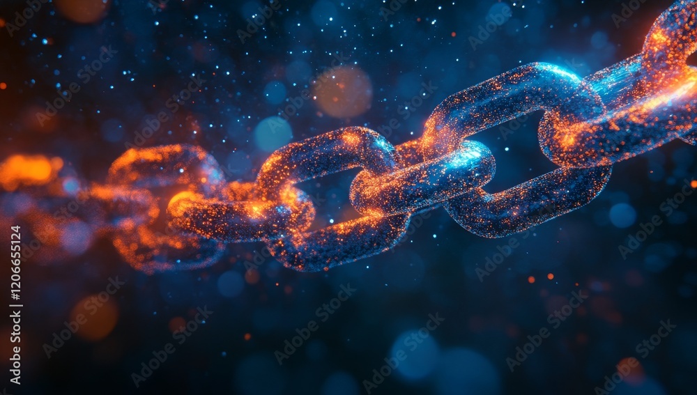 Aufkleber glowing particle chain link.
