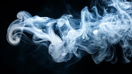 Fototapeta premium Ethereal Swirls of White Smoke Flowing Gracefully Against a Dark Background, Capturing Movement and Texture in a Striking Display of Natural Beauty