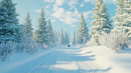 Fototapeta premium Snowy Forest Road
