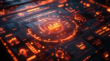 Obraz premium Futuristic Technology Interface: Digital Data Visualization and Network Analysis