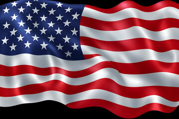 Obraz premium Waving US flag, dark background, patriotic