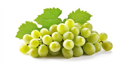 A Cluster of Fresh Green Grapes with Lush Leaves