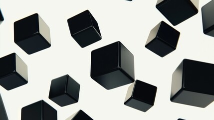 Abstract Background with Floating Black Cubes Creating a Modern and Dynamic Visual Effect for...