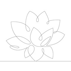 Living vegetable symbol of lotus flower . One continuous drawing line, logo single hand drawn art doodle isolated minimal illustration.