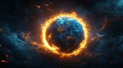 Obraz premium Fiery Earth: A Cosmic Inferno