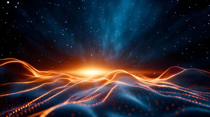 Abstract glowing waves in a cosmic environment.