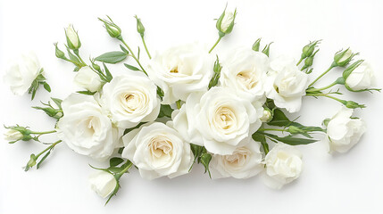 Obraz premium bouquet of white roses flowers isolated on white background
