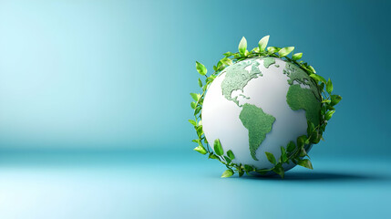 Globe adorned with lush green leaves.