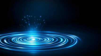 Fototapeta premium Illuminated water ripple effect on dark background.