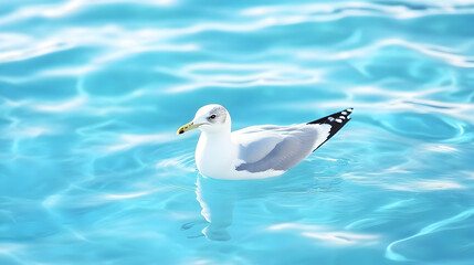 Seagull floating calm ocean water summer travel