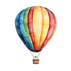Colorful Rainbow Hot Air Balloon in a Scenic Sky Background