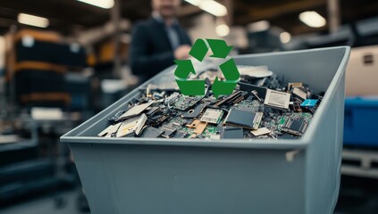 Electronic waste recycling bin with circuit boards and components. (1)