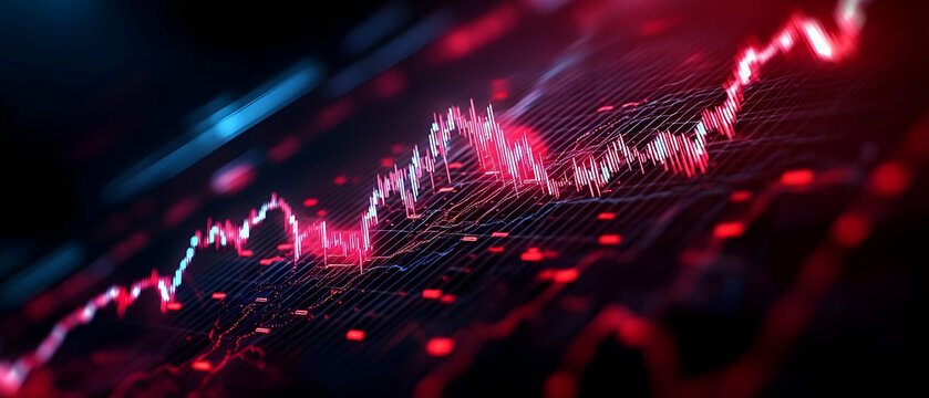 Dynamic stock market graph with fluctuating data.