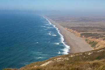 10 mile beach in California at Point Reyes with lighthouse nearby