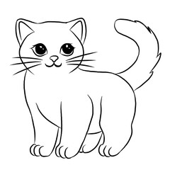 line art cartoon vector cat isolated on white background. pets