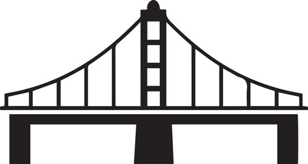 Fototapeta premium Black bridge icon silhouette vector art 