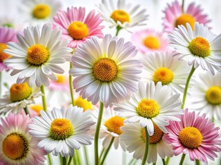 Obraz premium Crisp spring daisy photos; pure white backgrounds. Perfect for your spring projects.